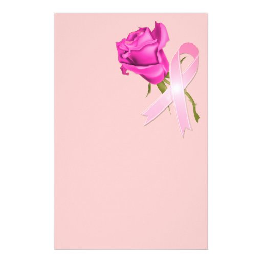 Rosa Band mit Rose *Breast Krebs-Bewusstsein * Bedrucktes Büropapier