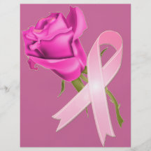 Rosa Band mit Rose *Breast Krebs-Bewusstsein * Flyerdruck