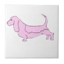 Rosa Basset Hound-Hundefliese