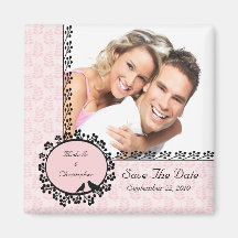 Rosa Blatt Liebe-Vogel-Foto-Save the Date Magnet Kühlschrankmagnet