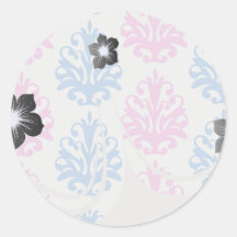 rosa blauer weißer Damast Sticker