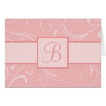 Rosa blühen personalisierte Karte mit Monogramm