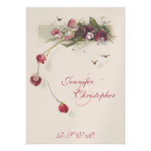Rosa Blumen der süßen Erbse, die UAWG wedding sind Ankündigungskarte