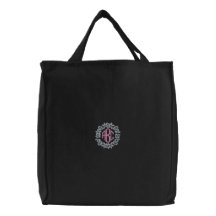 Rosa Blumen-Monogramm-Initialen-Taschen-Tasche