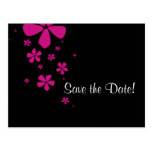 Rosa Blumen-Save the Date Postkarte mit Foto