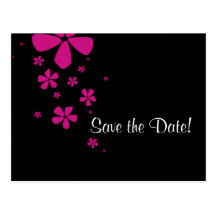 Rosa Blumen-Save the Date Postkarte mit Foto