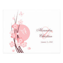 Rosa Blumen-Schmetterlings-Save the Date Mitteilun Postkarten