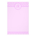 Rosa Blumenmonogramm-Initialen-Briefpapier Bedrucktes Büropapier