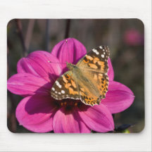 Rosa Dahlie mit gemalter Dame Mousepad