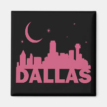 ROSA DALLAS-SKYLINE MIT MOND U. STERNEN KÜHLSCHRANKMAGNETE