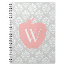 Rosa Damast-Lehrer-Notizbuch Apples graues