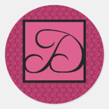 Rosa Damast-Monogramm D Sticker