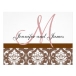 Rosa Damast-Monogramm Hochzeit UAWG Karten-Browns Personalisierte Einladungen