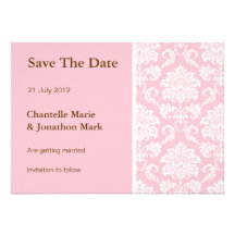 Rosa Damast-Save the Date Karte Individuelle Einladungskarten