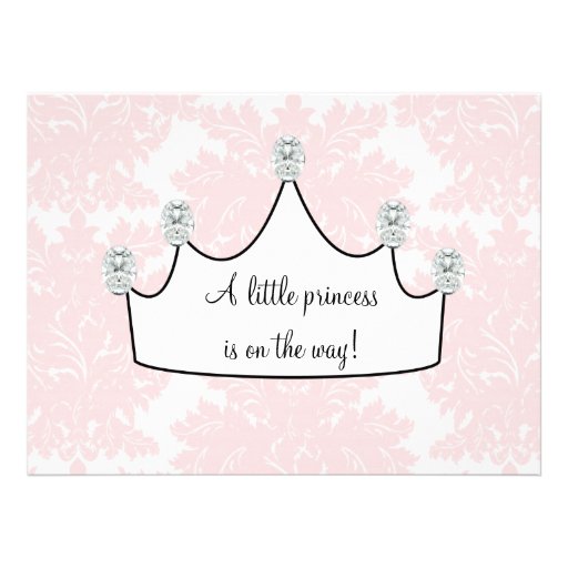 Rosa Dusche Damast-Prinzessin-Baby Individuelle Ankündigungskarte