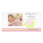 Rosa Elefant-Baby-Geburt Annoucement Individuelle Foto Karte