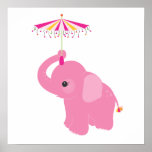 Rosa Elefant-Kinderzimmer-Wand-Kunst-Druck Plakatdrucke