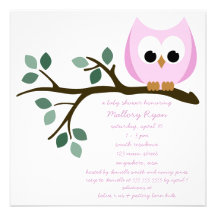 Rosa Eulen-Babyparty-Einladung