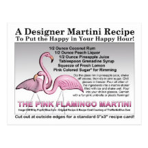 Rosa Flamingo-Martini-Rezept-Karten-Postkarte