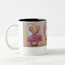 Rosa Flamingo-Paar-gerade verheirateter Becher Kaffeetasse