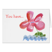 Rosa FlowerTurtle Fantasie-Aquarell-Karte