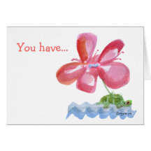 Rosa FlowerTurtle Fantasie-Aquarell-Karte