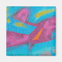 Rosa Formen auf blauen Graffiti Magnets