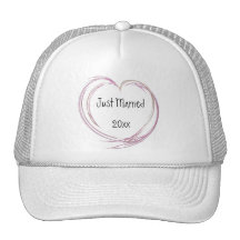 Rosa Fraktal-Herz gerade verheiratet Baseballcap
