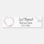 Rosa Fraktal-Herz-gerade verheiratete Hochzeit Autosticker