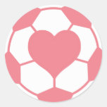Rosa Fußball mit Herzen Runder Sticker