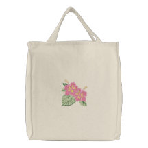Rosa gelbe Hibiskus-Blumen stickten Taschentasche