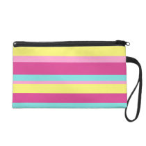 Rosa, Gelber und Türkisgestreifter Wristlet bagettes beutel