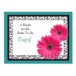 Rosa Gerbera-aquamarine Rezept-Karte, damit die Br Postkarten