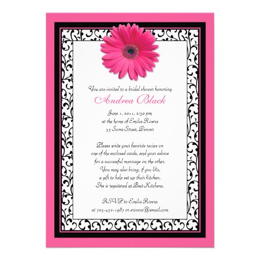 Rosa Gerbera-Gänseblümchen-BlumenBrautparty-Einlad