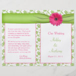 Rosa Gerbera-Gänseblümchen-Grün-Blumenhochzeits-Pr Flyer Druck