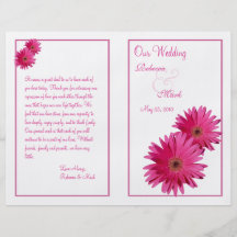 Rosa Gerbera-Gänseblümchen-Hochzeits-Programm Flyerbedruckung
