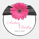 Rosa Gerbera-Gänseblümchen-Monogramm-Hochzeits-Auf