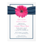 Rosa Gerbera-Marine-Band-Brautparty-Einladung