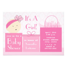 Rosa Girly Geschenk-Babyparty-Einladung