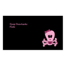 Rosa Girly Schädel mit Bogen Halloween oder Pirate Visitenkarte