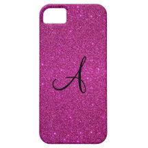 Rosa Glittermonogramm Etui Fürs iPhone 5
