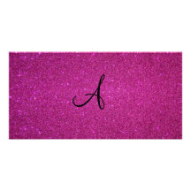 Rosa Glittermonogramm Fotokarte