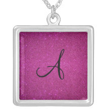 Rosa Glittermonogramm Halsketten