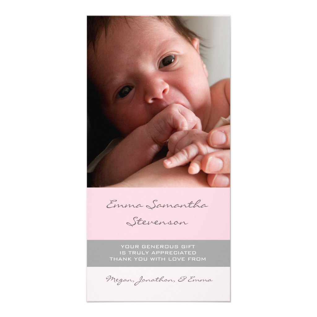 Rosa Grau danken Ihnen Baby-Duschen-Foto-Karten Fotogrußkarten | Zazzle
