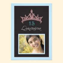Rosa Jeweled Tiara Quinceanera Einladung (blau) einladungen