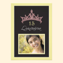 Rosa Jeweled Tiara Quinceanera Einladung (Elfenbei einladungen