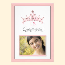 Rosa Jeweled Tiara Quinceanera Einladung (Rosa) einladungen