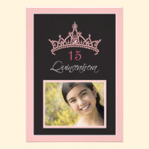 Rosa Jeweled Tiara Quinceanera Einladung (Rosa) einladungen