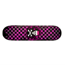 Rosa Karo-Schädel-Prinzessin Skateboard Individuelle Skateboards