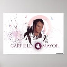(Rosa) kleines Plakat Garfield-Bürgermeister-"Reis